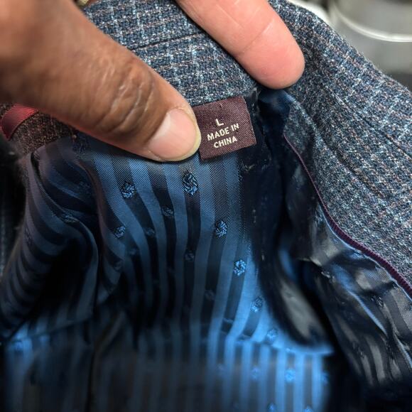 Johnston & Murphy Silk/Wool Blazer Large Tweed Geometric Grandpa Core Professor - Picture 12 of 16